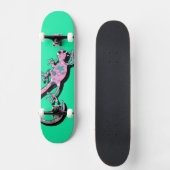 Farbige Gecko-Illustration | Süße minimale Eidechs Skateboard (Vorderseite)