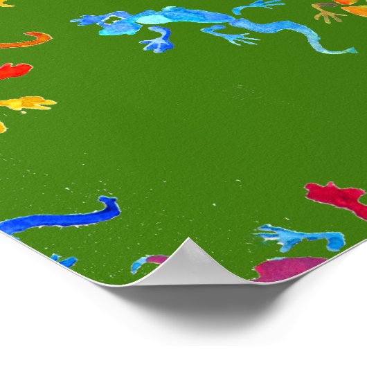 Farbige Geckos, Aquarellbilder Poster (Ecke)