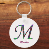 Farbige Gefärbte Krawatte Wirbel Letter M Monogram Schlüsselanhänger (Vorderseite)