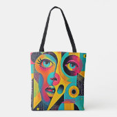 Farbige Gefühle: Abstraktes Gesicht Tasche (Rückseite)
