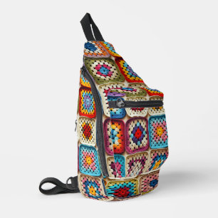 Farbige gehäkelt Granny Square Decke Crossbody Bag