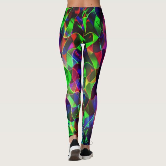 Farbige gekrümmte Dreiecke oder Wellen, dunkelste. Leggings (Rückseite)