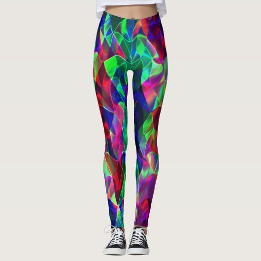 Farbige gekrümmte Dreiecke oder Wellen, dunkelste. Leggings (Vorderseite)