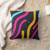 Farbige gekrümmte Formen auf schwarz Kissen (Decke)