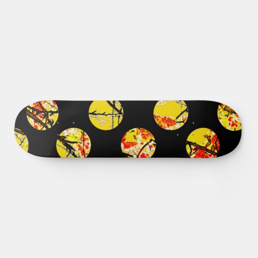 Farbige gelbe Kreise auf schwarz Skateboard (Horizontal)