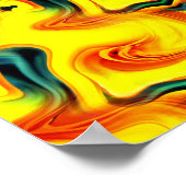 Farbige gelborange-grüne Wirbel Abstrakt Poster (Ecke)
