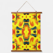 Farbige gelborange-grüne Wirbel Abstrakt Wandteppich Mit Holzrahmen (Vorderseite)