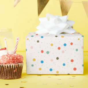 Farbige gemalte Punkte und Konfetti Geschenkpapier