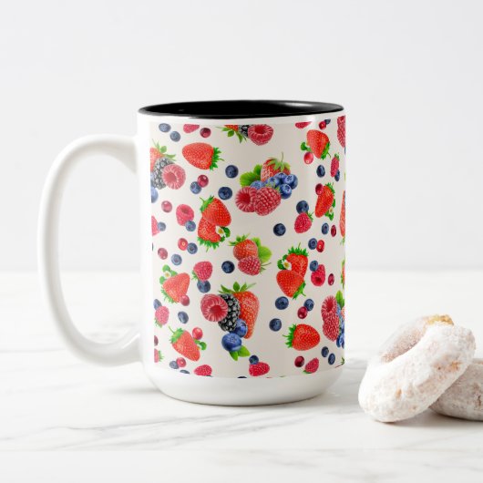 Farbige gemischte Berries Zweifarbige Tasse (Mit Donut)