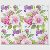Farbige gemischte Blume Bouquet Peony & Lily Geschenkpapier (Flach)