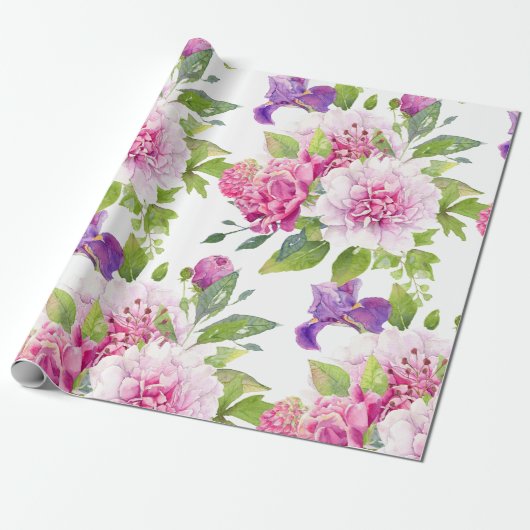 Farbige gemischte Blume Bouquet Peony & Lily Geschenkpapier (Ungerollt)