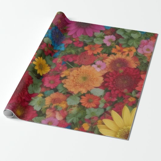 Farbige gemischte Blume Geschenkpapier (Ungerollt)