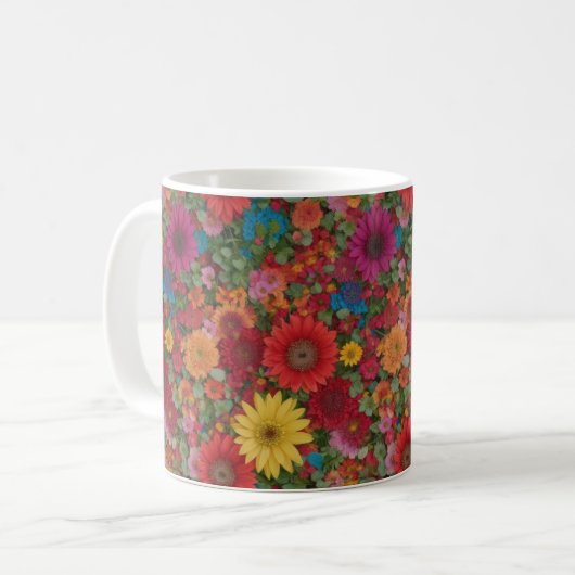 Farbige gemischte Blume Kaffeetasse (Vorderseite Links)