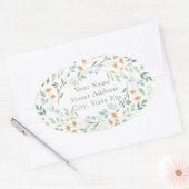 Farbige, gemischte Blumenrahmen Ovaler Aufkleber (Umschlag)