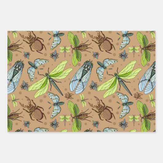 Farbige gemischte Bugs und Insekten Geschenkpapier Set (Vorderseite 2)