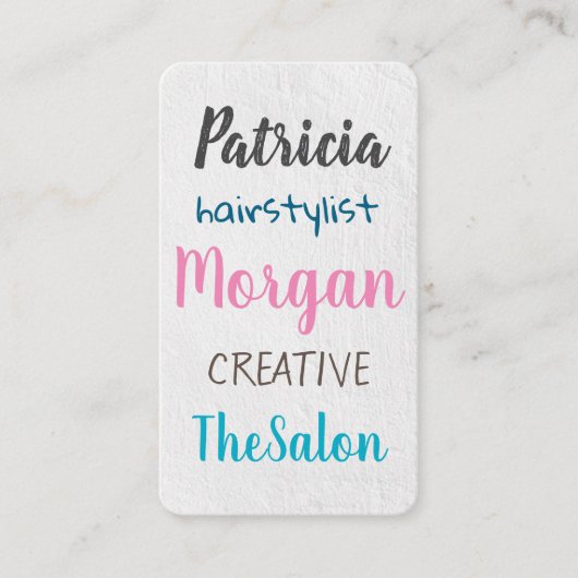 Farbige gemischte Schriftart | Hintergrund Visitenkarte (Vorderseite)