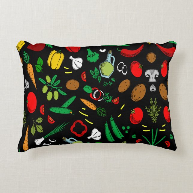 Farbige Gemüsesymbole Dekokissen (Vorderseite)