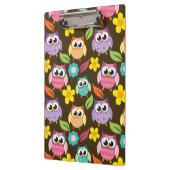 Farbige Gemusterte Eulen und Blume Klemmbrett (Links)