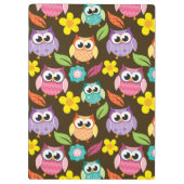 Farbige Gemusterte Eulen und Blume Klemmbrett (Rückseite)