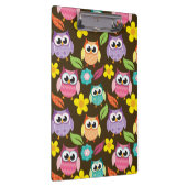 Farbige Gemusterte Eulen und Blume Klemmbrett (Rechts)