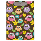 Farbige Gemusterte Eulen und Blume Klemmbrett (Vorderseite)