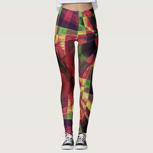 Farbige geneigte oder gestreckte Rechtecke, dunkel Leggings (Vorderseite)