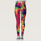 Farbige geneigte oder gestreckte Rechtecke, rot gr Leggings (Vorderseite)