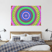 Farbige Geometrie Mandala Stretched Canvas Print Leinwanddruck (Insitu (Schlafzimmer))