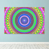 Farbige Geometrie Mandala Stretched Canvas Print Leinwanddruck (Insitu (Holzboden))