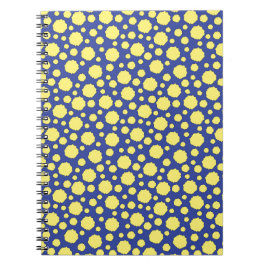 Farbige geometrisch gelbe Kreise auf blau Notizblock