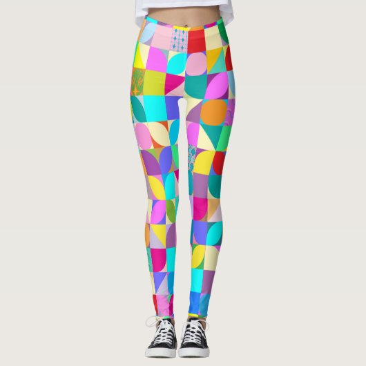 Farbige geometrische Abstrakte Fun Graphic Cool Leggings (Vorderseite)