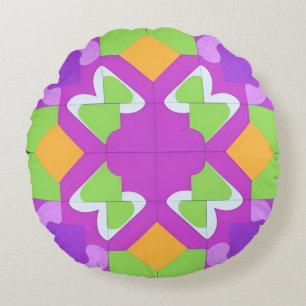 Farbige geometrische abstrakte Gestaltung Rundes Kissen