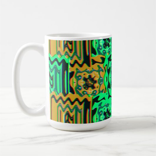 Farbige geometrische Bauhaus-Muster Kaffeetasse (Links)