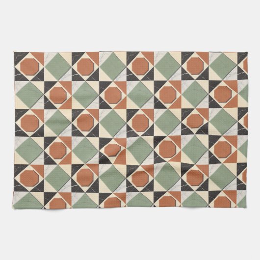 Farbige geometrische Collage mit Marmortexturen Geschirrtuch (Horizontal)