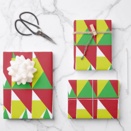 Farbige geometrische Dreiecke Geschenkpapier Set