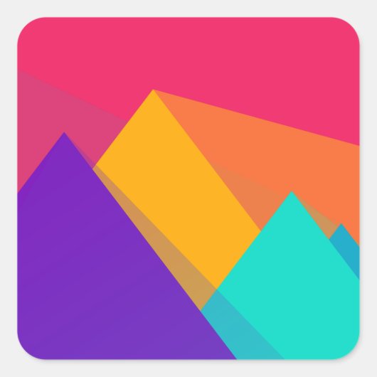 Farbige geometrische Dreiecke und Pyramiden Quadratischer Aufkleber (Vorderseite)
