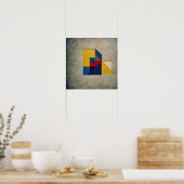Farbige geometrische Formen auf einem Betonboden Poster (Küche)