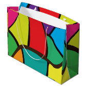 Farbige geometrische Formen Große Geschenktüte (Rückseite Schrägansicht)