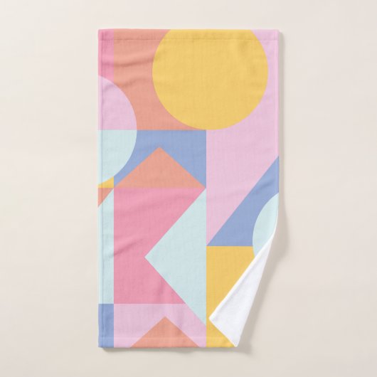 Farbige geometrische Formen in Pastellrosa und Bla Badhandtuch Set (Handtuch)