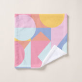 Farbige geometrische Formen in Pastellrosa und Bla Badhandtuch Set (Waschlappen)