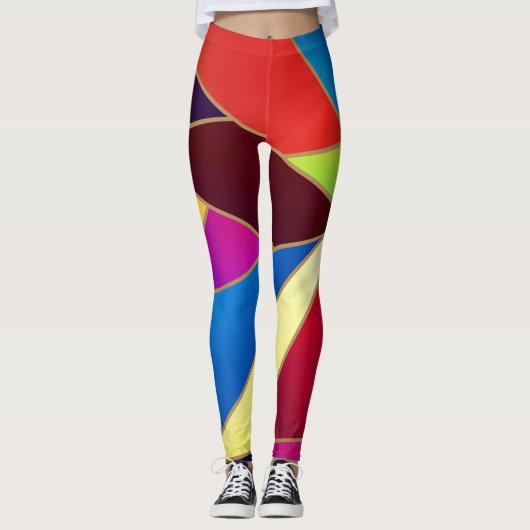 Farbige geometrische Formen Leggings (Vorderseite)