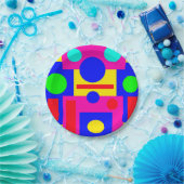Farbige geometrische Formen Pappteller (Party)