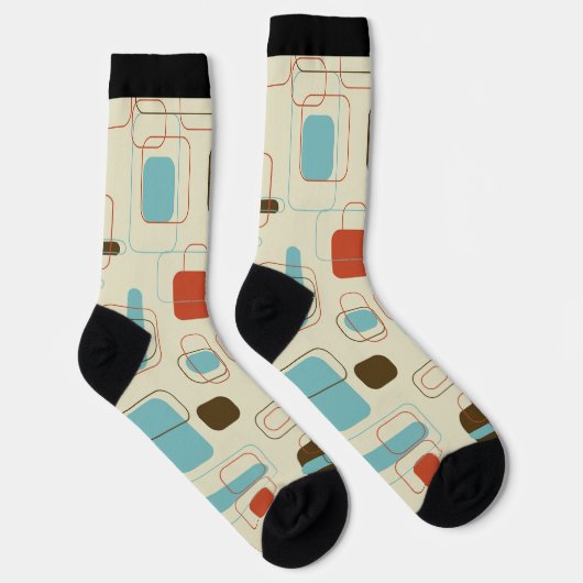 Farbige geometrische Formen, Retromuster Socken (Rechts)