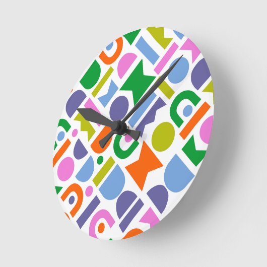 Farbige geometrische Formen Runde Wanduhr (Winkel)