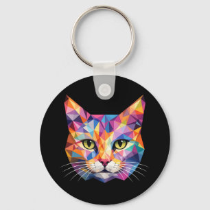 Farbige geometrische Katzen-Gesicht Low-Poly-Dreie Schlüsselanhänger