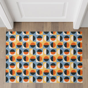 Farbige geometrische Kreise der Retro-Quadrate Fußmatte