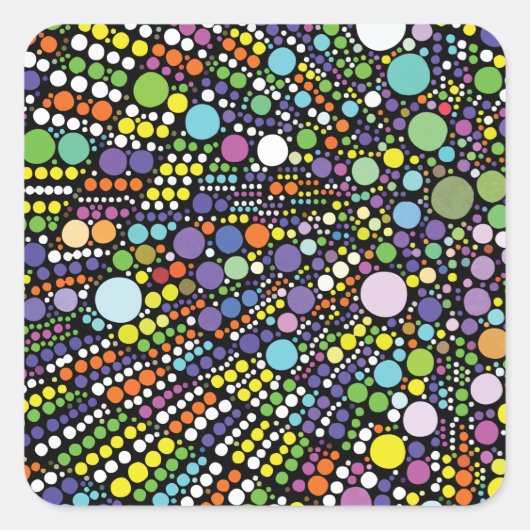 Farbige geometrische Kreise Quadratischer Aufkleber (Vorderseite)