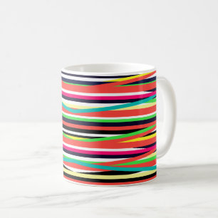 Farbige geometrische Linien Streifen Multi Kaffeetasse