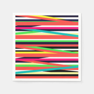 Farbige geometrische Linien Streifen Multi Serviette
