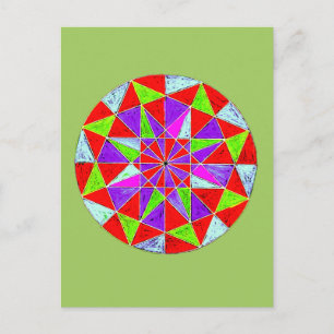 Farbige geometrische Mandala-Konstruktion Postkarte